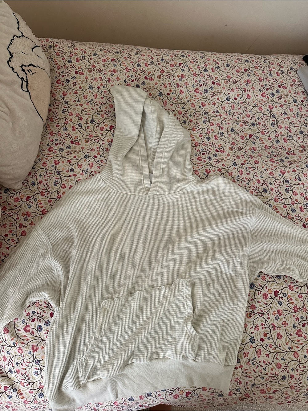 TNA Cream Waffle-Knit Pullover Hoodie